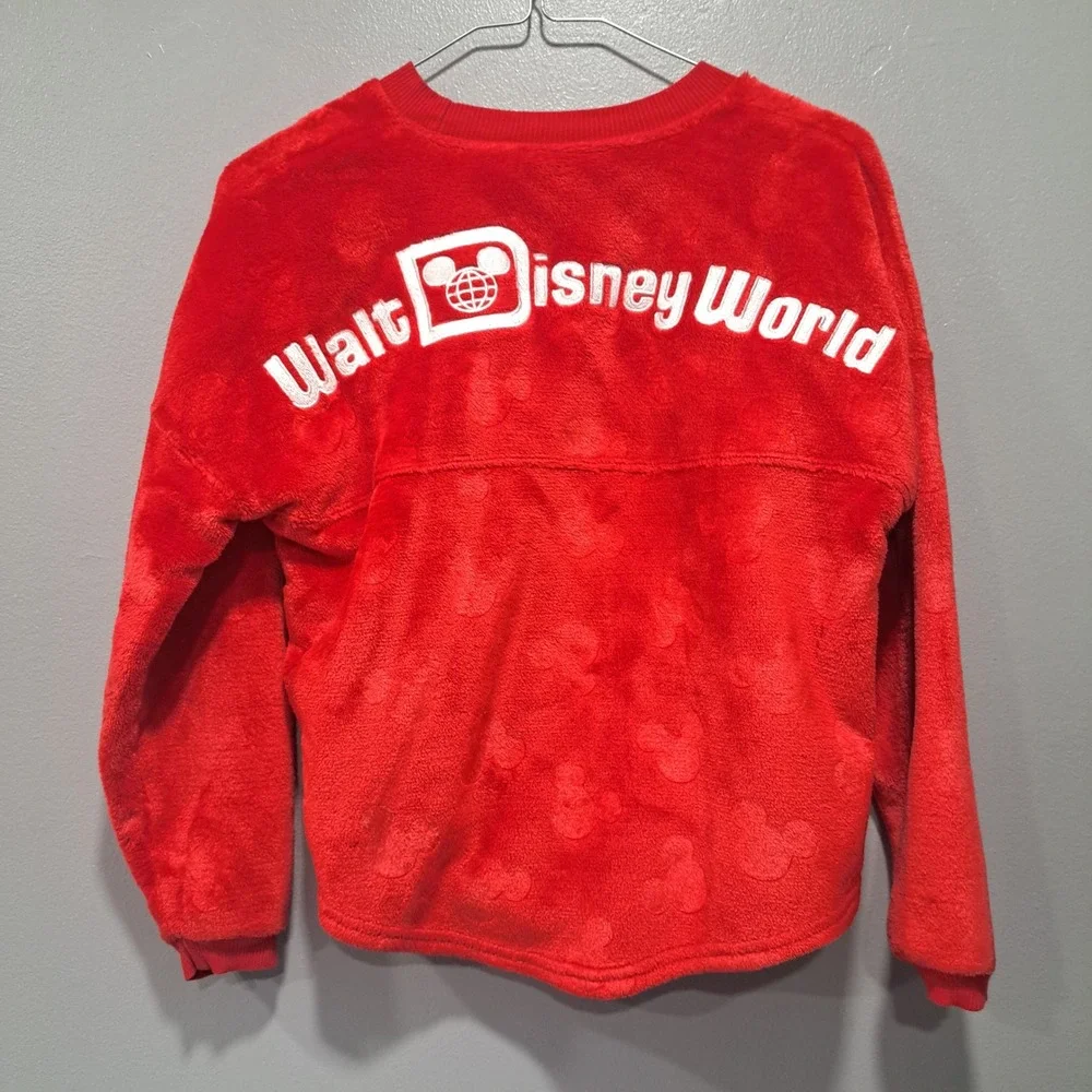 Disney Spirit Jersey Kids Red Fleece Mickey Mouse Walt Disney World Pullover L - Picture 4 of 7